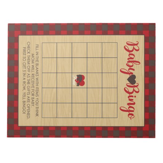 Bloc-note Pack de jeu de Baby shower Red Flannel (Devant)