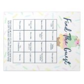 Bloc-note Pack de jeu de douche de bingo invité de crème gla (Devant)