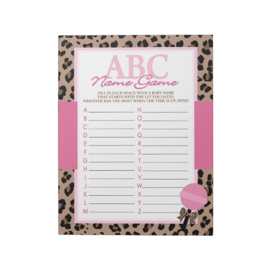 Bloc-note Pack de jeu Leopard et Pink ABC Baby Name (Tourné)