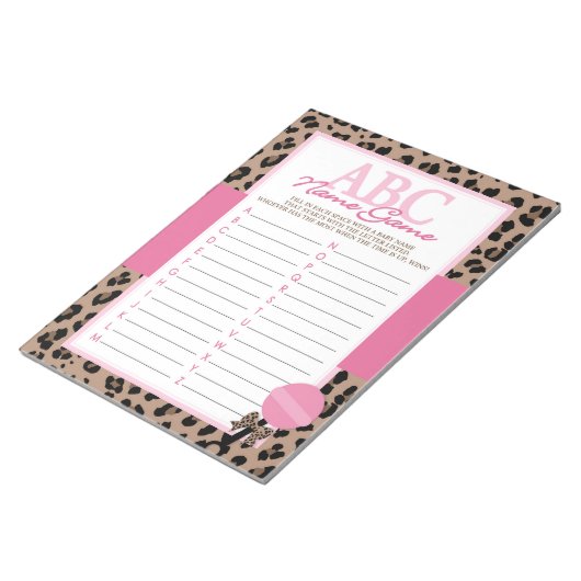Bloc-note Pack de jeu Leopard et Pink ABC Baby Name (Incliné)