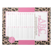 Bloc-note Pack de jeu Leopard et Pink ABC Baby Name (Devant)