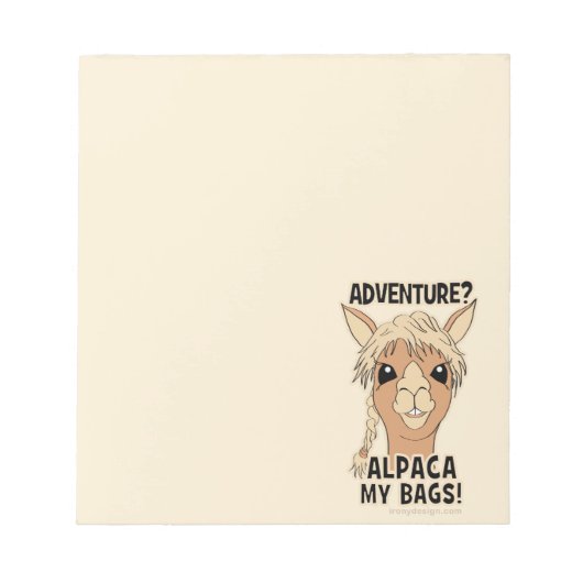 Bloc-note Pack Mes Sacs Funny Alpaca Llama (Devant)