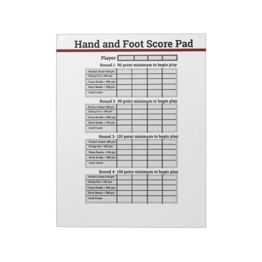 Bloc-note Pad de jeu de cartes mains et pieds (Tourné)
