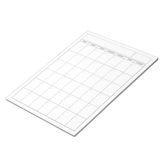Bloc-note Page Calendrier vide - Vue Portrait de début diman (Incliné)