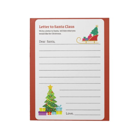 Bloc-note Page d'activité pour lettre au Père Noël (Tourné)