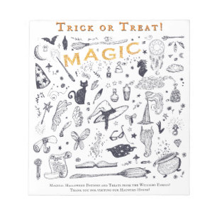 Bloc-note Page de coloriage de la magie d'Halloween Trick or