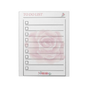 Bloc-note Page de planificateur de liste de tâches Rose Douc