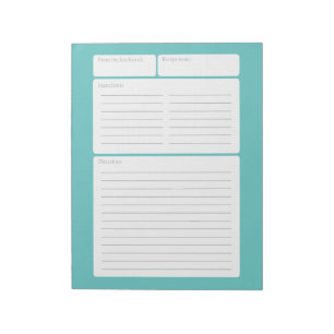 Bloc-note Page de recette avec option Couleur