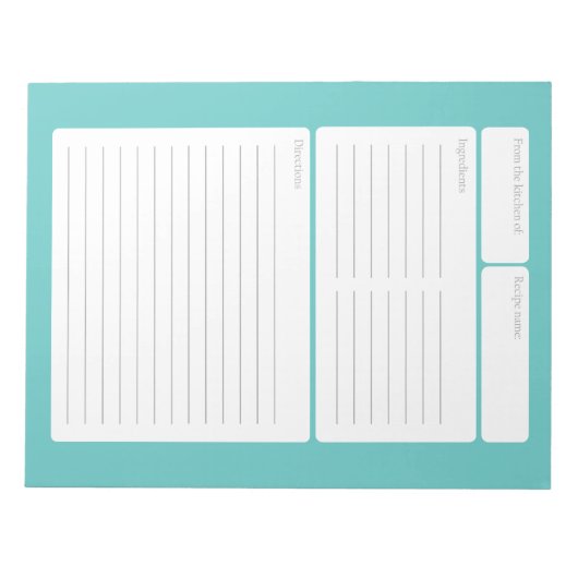 Bloc-note Page de recette avec option Couleur (Devant)