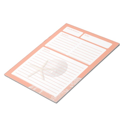 Bloc-note Page de recette Dollar de sable et dentelle (Incliné)