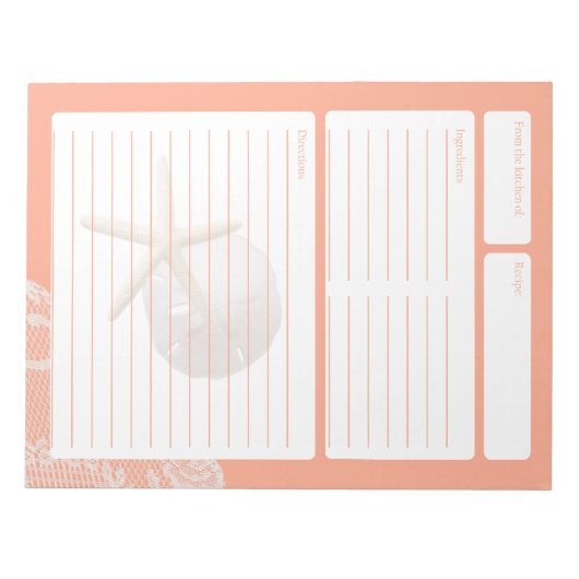 Bloc-note Page de recette Dollar de sable et dentelle (Devant)