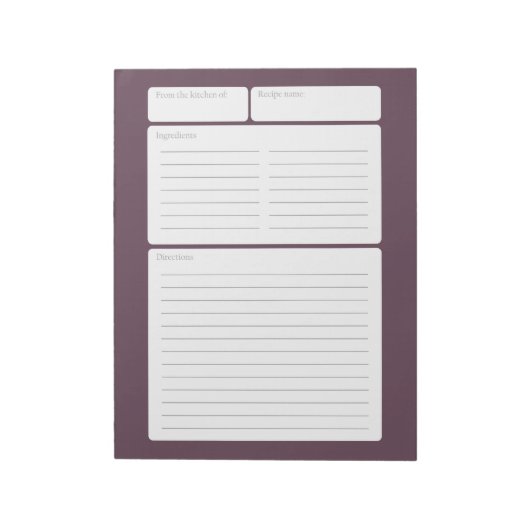 Bloc-note Page de recette Plum avec option Couleur (Tourné)