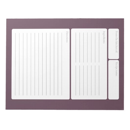Bloc-note Page de recette Plum avec option Couleur (Devant)