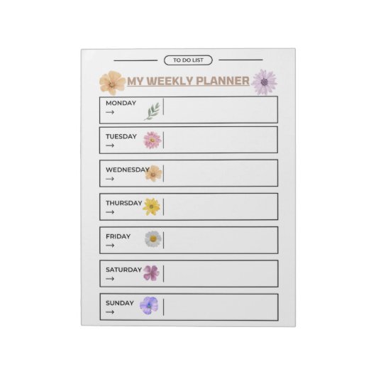 Bloc-note Page Floral Weekly Planner (Tourné)