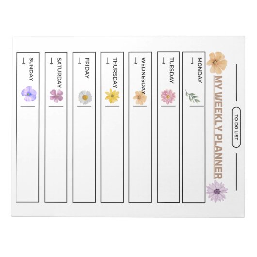 Bloc-note Page Floral Weekly Planner (Devant)