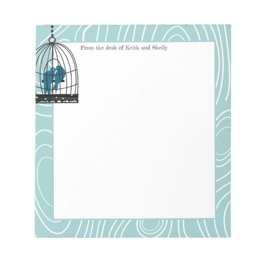 Bloc-note Page ou artisanat turquoise Kisser Inséparables (Devant)