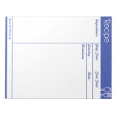 Bloc-note Page Recette bleue simple sans ligne (Devant)