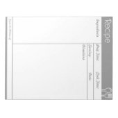 Bloc-note Page Recette grise sans ligne simple (Devant)