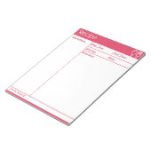 Bloc-note Page Recette rose simple sans ligne (Incliné)
