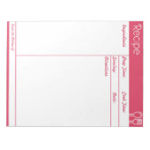 Bloc-note Page Recette rose simple sans ligne (Devant)