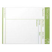 Bloc-note Page Recette verte sans ligne simple (Devant)