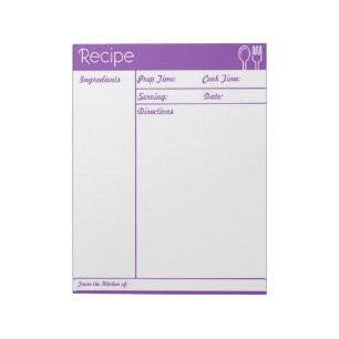 Bloc-note Page Recette violette simple sans ligne