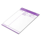 Bloc-note Page Recette violette simple sans ligne (Incliné)