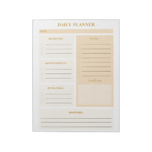 Bloc-note Pages de planificateur quotidien de couleur neutre