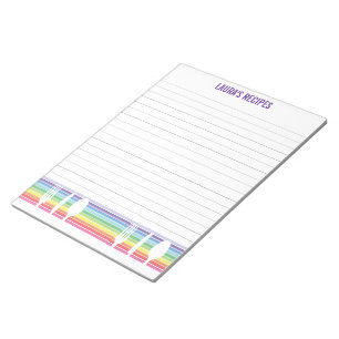 Bloc-note Pages de recette d'écriture linéaire Pad personnal