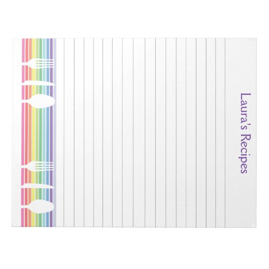 Bloc-note Pages de recette d'écriture linéaire Pad personnal (Devant)