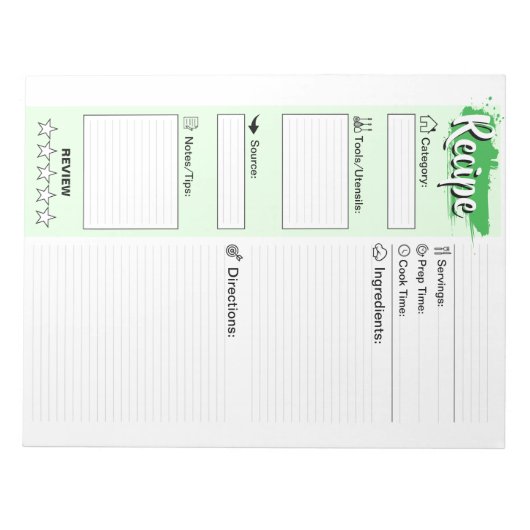 Bloc-note Pages de recettes de base pour chefs personnalisés (Devant)