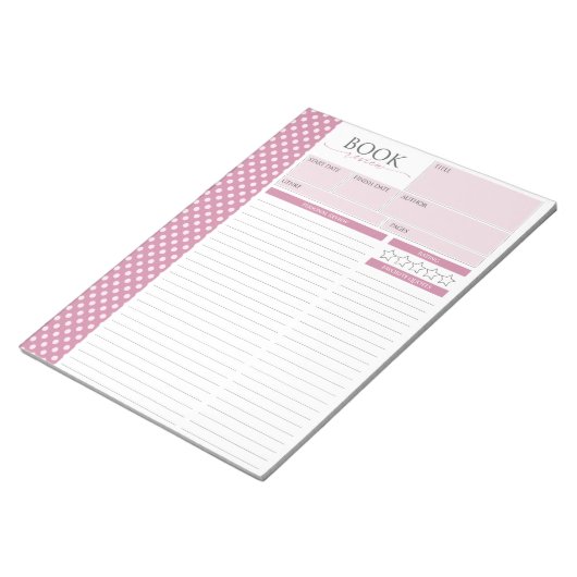 Bloc-note Pages d'évaluation de la lecture de Rose Cashmere (Incliné)