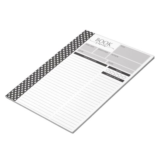 Bloc-note Pages Noir et Blanc de révision de lecture Bloc-no (Incliné)