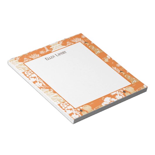 Bloc-note Pagode de la Chinoiserie orange (Incliné)