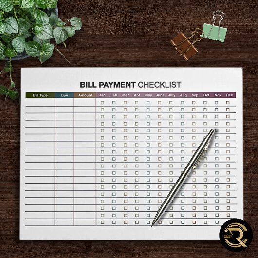 Bloc-note Paiement minimal de la facture