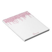 Bloc-note Pailleté rose pâle gouttes nom blanc (Incliné)