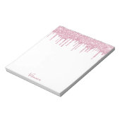 Bloc-note Pailleté rose pâle gouttes nom blanc (Tourné)