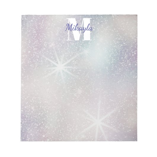 Bloc-note Paillettes argentées avec étoiles (Devant)