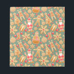 Bloc-note pain d'épices de Noël père Noël<br><div class="desc">pain d'épices, "pains d'épices",  "biscuits de noël",  noël,  Noël,  "noël kawaii""kawaii xmas",  bonhomme de neige,  flocons de neige,  père Noël,  "santa claus",  "noël moche",  kawaii,  ornements,  bas,  rétro,  "vieux mode",  vert rendeer</div>