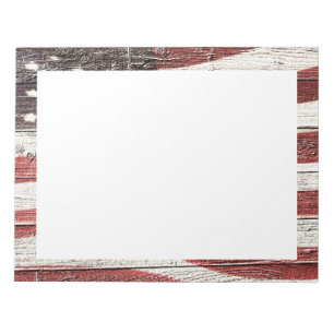 Bloc-note Painted American Flag on Rustic Wood Texture