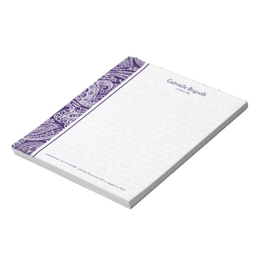 Bloc-note Paisley blanc sur violet (Tourné)