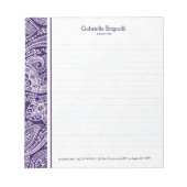 Bloc-note Paisley blanc sur violet (Devant)