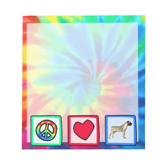 Bloc-note Paix, Amour, Bullmastiffs (Devant)