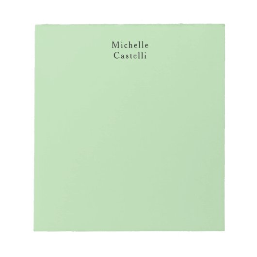 Bloc-note Pale Green Professional Unique Classic Votre nom (Devant)