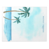 Bloc-note Palmier tropical bleu et blanc rétro (Devant)