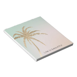 Bloc-note Palmiers d'or tropicaux Mint Cream Ombre         