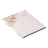 Bloc-note Pampas Grass Rose Gold Flores Nom Monogramme (Incliné)