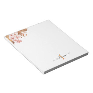 Bloc-note Pampas Grass Script Terracotta Monogramme Nom