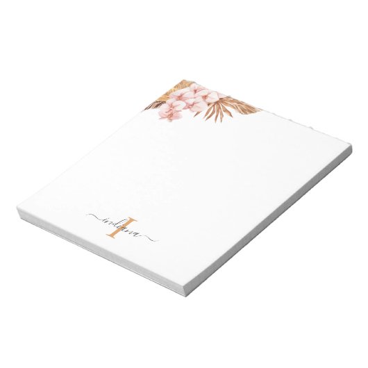 Bloc-note Pampas Grass Script Terracotta Monogramme Nom (Tourné)