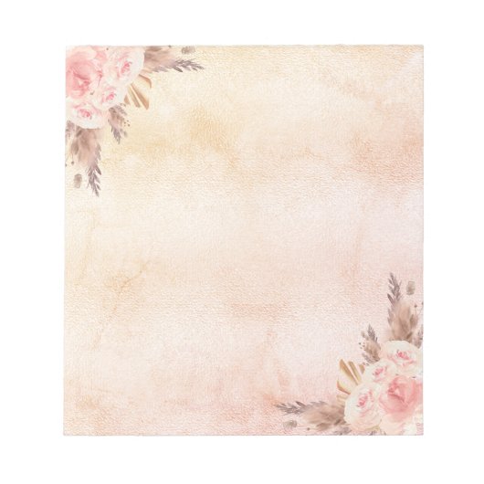 Bloc-note Pampas herbe rose or fleurs rose (Devant)